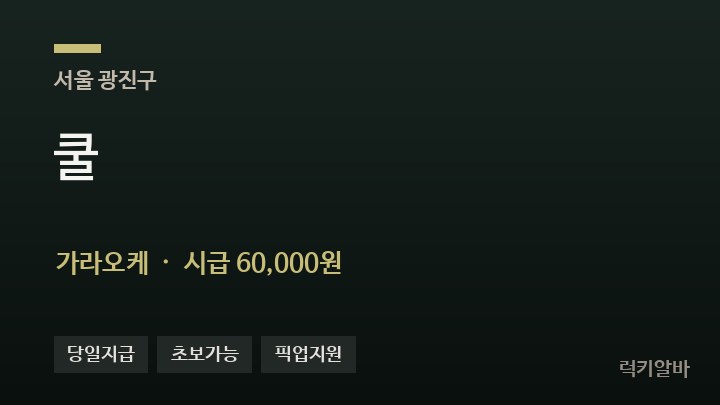서울 광진구 쿨 가라오케 채용