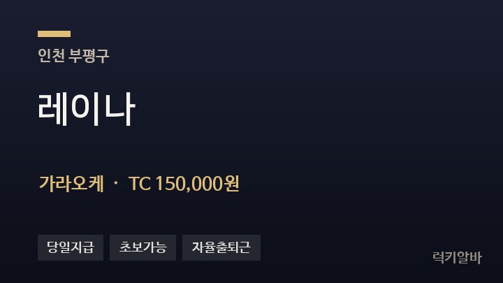 인천 부평구 레이나 가라오케 채용