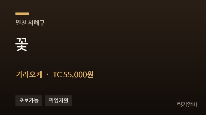 인천 서해구 꽃 가라오케 채용