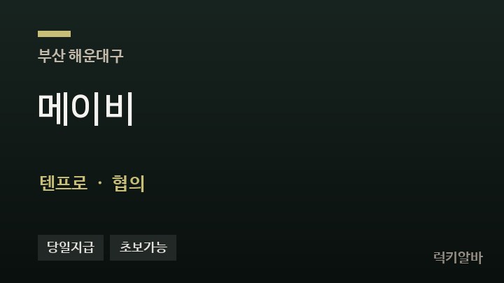 부산 해운대구 메이비 텐프로·쩜오 채용