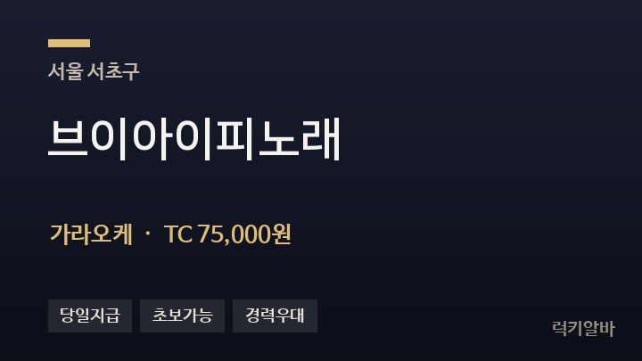 서울 서초구 브이아이피노래 가라오케 채용