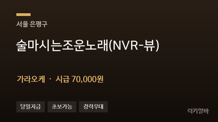 서울 은평구 술마시는조운노래(NVR-뷰) 가라오케 채용