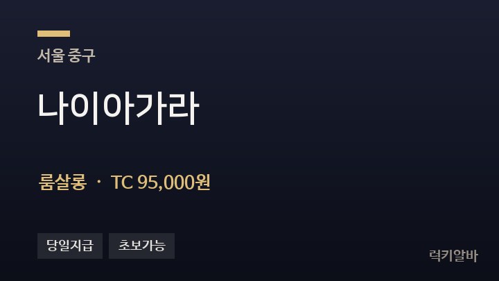 서울 중구 나이아가라 룸살롱 채용