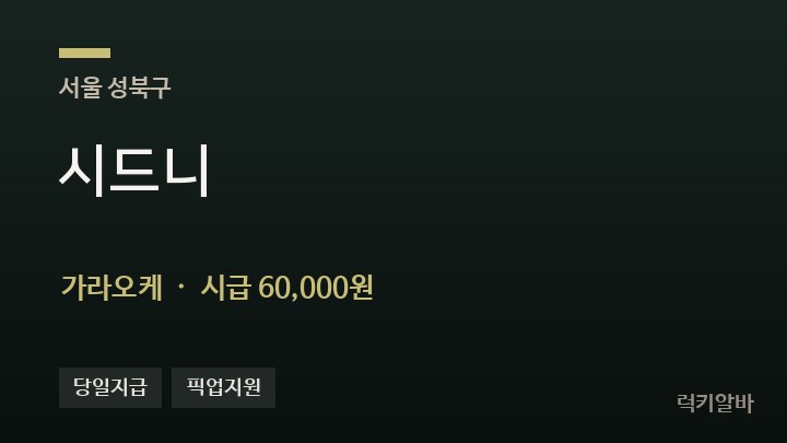 서울 성북구 시드니 가라오케 채용