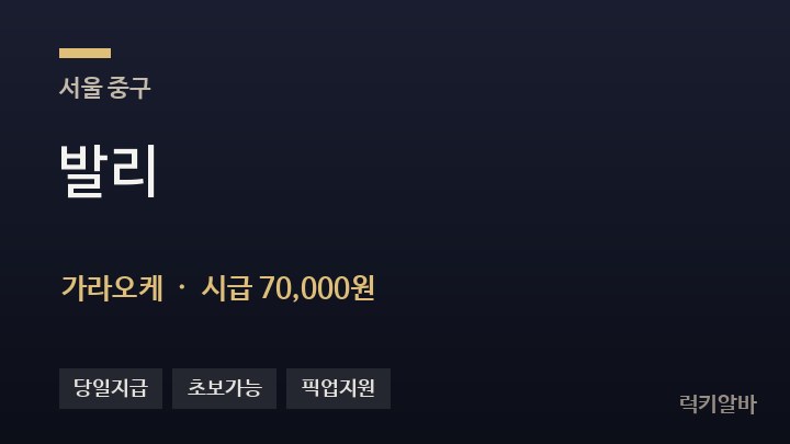 서울 중구 발리 가라오케 채용