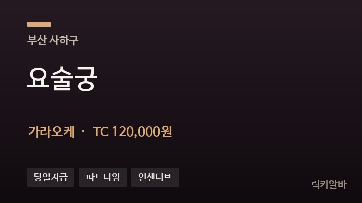 부산 사하구 요술궁 가라오케 채용