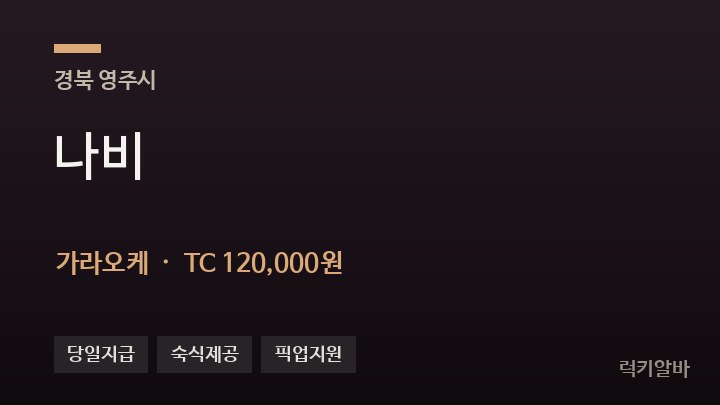 경북 영주시 나비 가라오케 채용