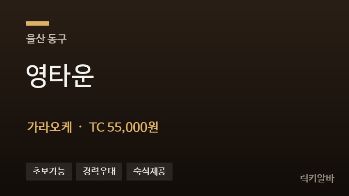 울산 동구 영타운 가라오케 채용