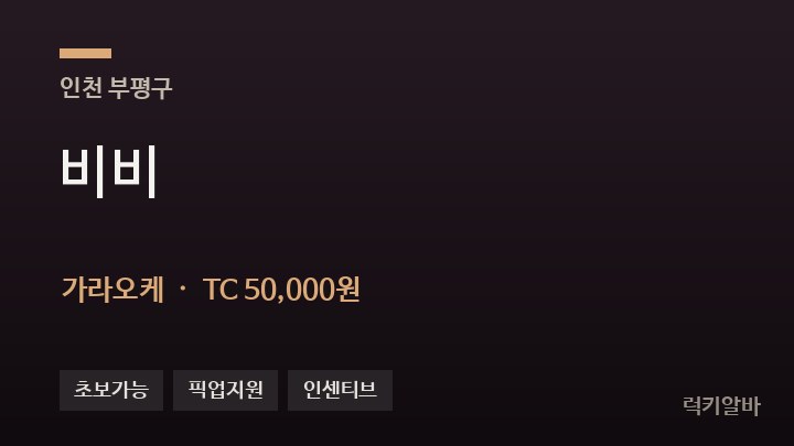 인천 부평구 비비 가라오케 채용