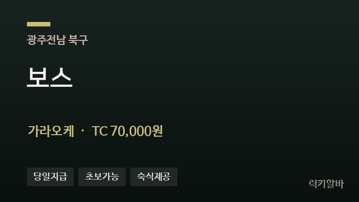 광주 북구 보스 가라오케 채용