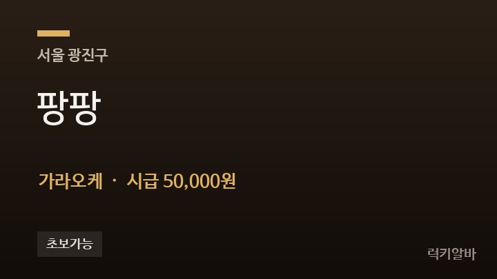 서울 광진구 팡팡 가라오케 채용