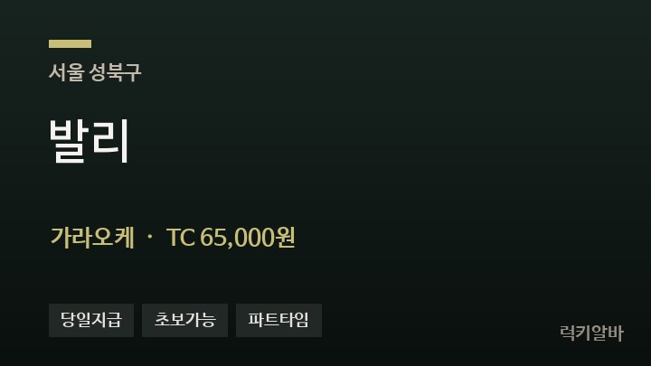 서울 성북구 발리 가라오케 채용
