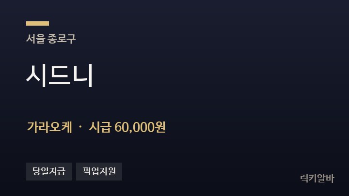 서울 종로구 시드니 가라오케 채용
