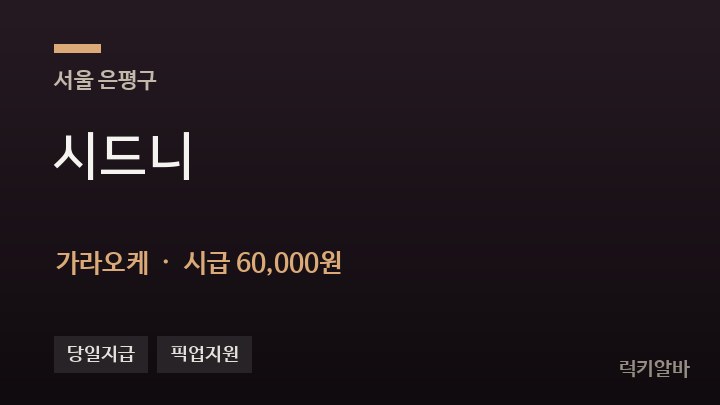 서울 은평구 시드니 가라오케 채용