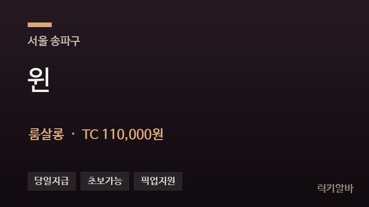 서울 송파구 윈 룸살롱 채용