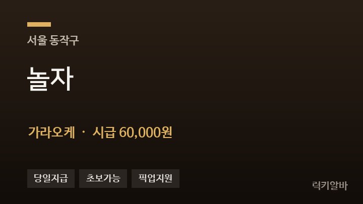 서울 동작구 놀자 가라오케 채용